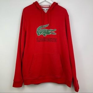 NWT Mens Lacoste Graphic Croc Pullover Sweatshirt Crew Neck Red Size 2XL